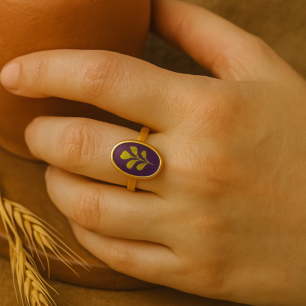 Yellow Baby's Breath Oval Ring – Refined & Graceful